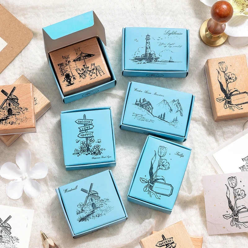 Vintage Wooden Rubber Stamps, - Scrapbooking review and price