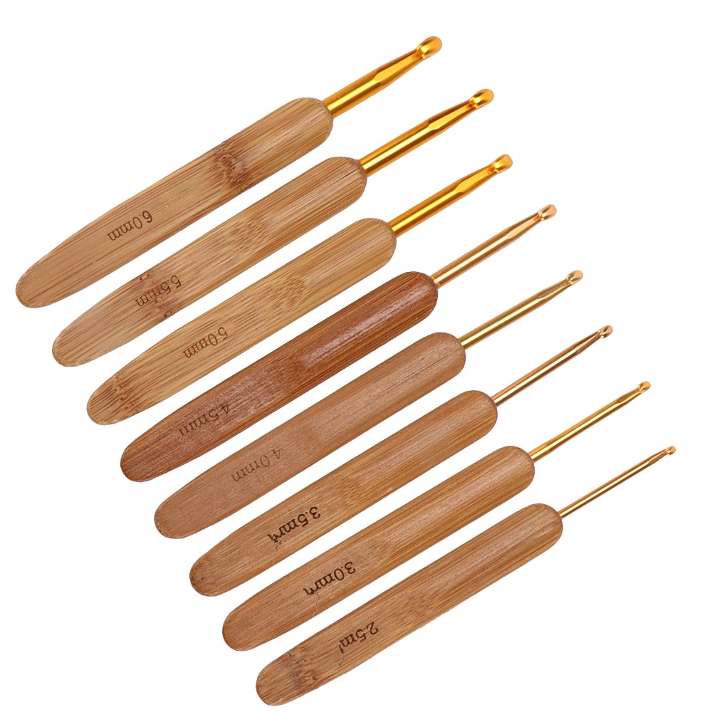 8pcs 2.5-6mm Sizes Crochet Hoo - Wooden Crochet Hooks Ergonomic Handle review and price