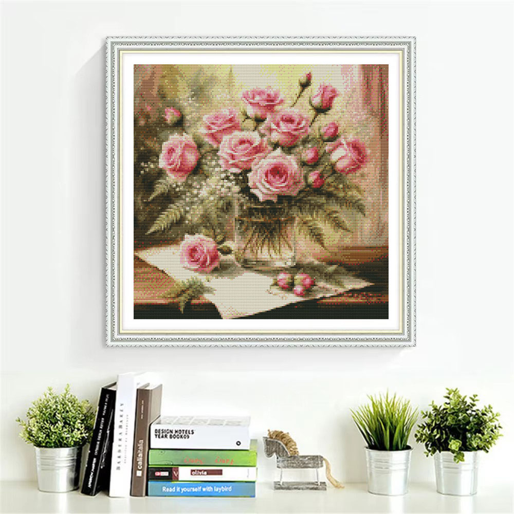 HUACAN Cross Stitch Kits Rose  - Cotton Embroidery Thread Skeins review and price